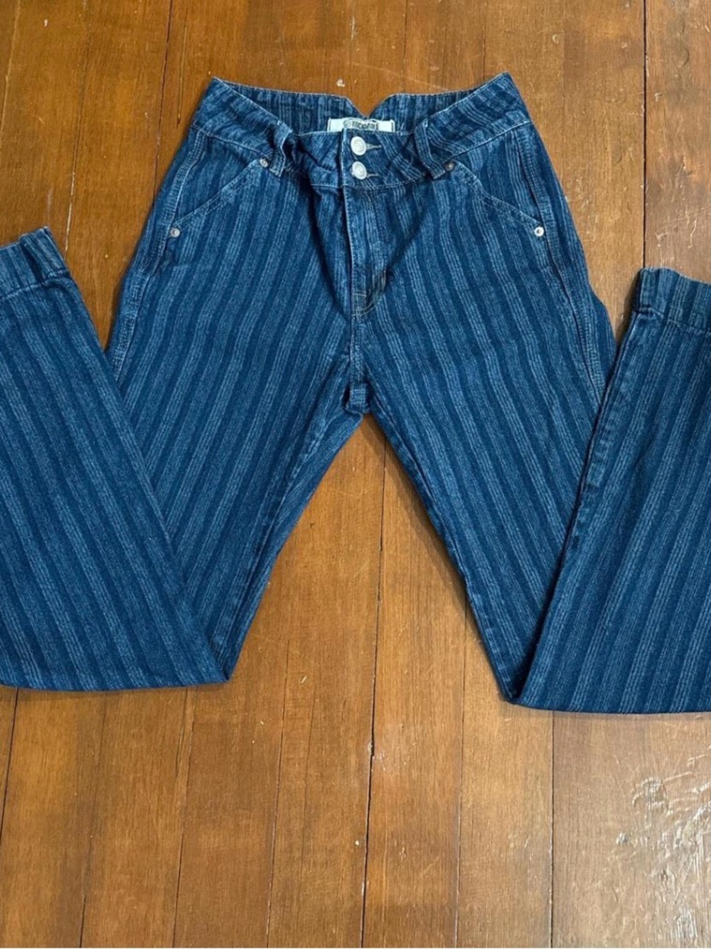 Women’s Boot Cut Stripe Denim Pants - Blue